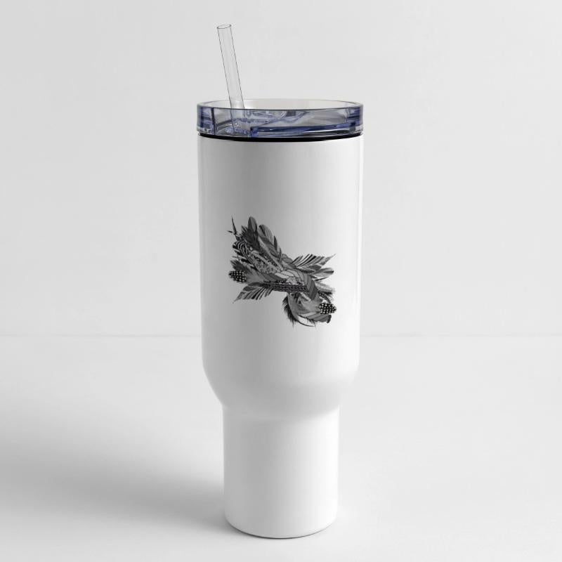 artistic filigree motif of ribbons and feathers