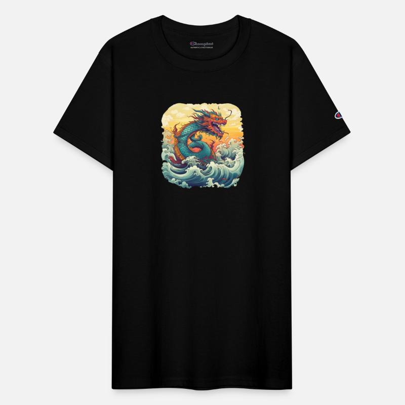 Asian Dragon Anime Japanese Sea Waves