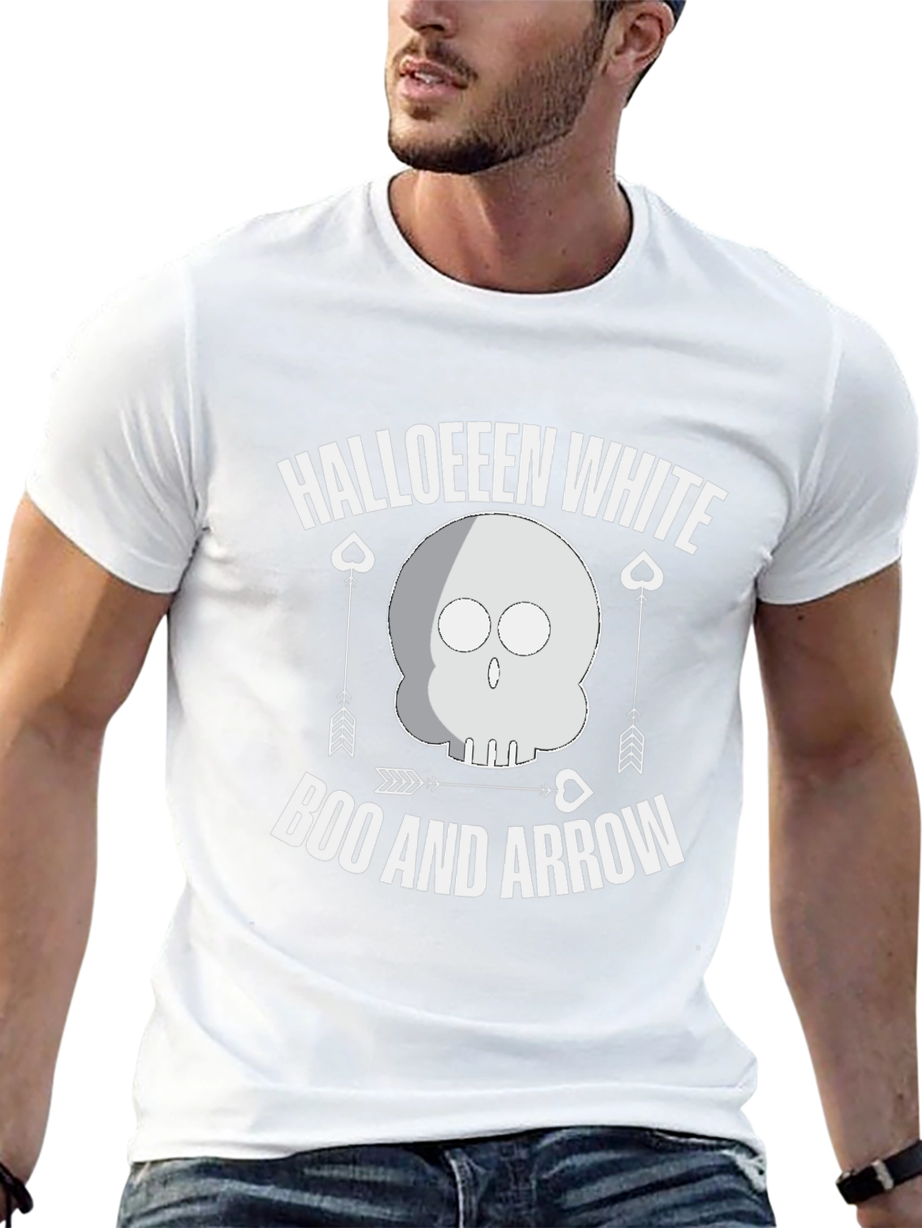Halloween White Boo and Arrow Black T-Shirt
