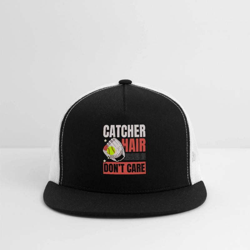 Catcher Hair Don't Care Softball Player Sports