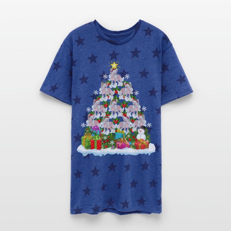 Chinese Crested Dog Ugly Christmas Tree Santa Hat