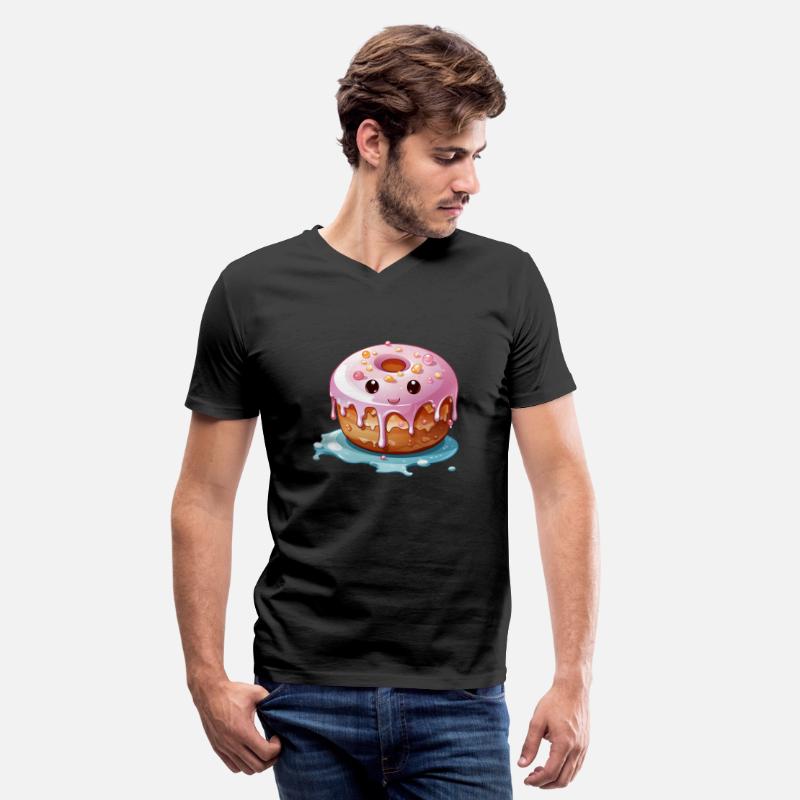 Cute kawaii style donut with a happy face adorned