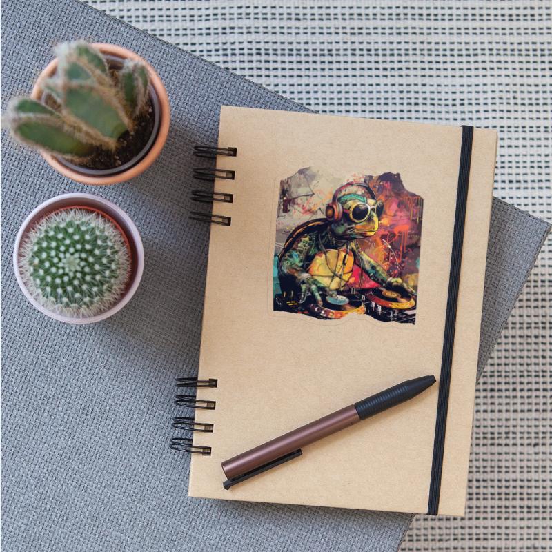 Dj Turtle with Headphones Graffiti Grunge