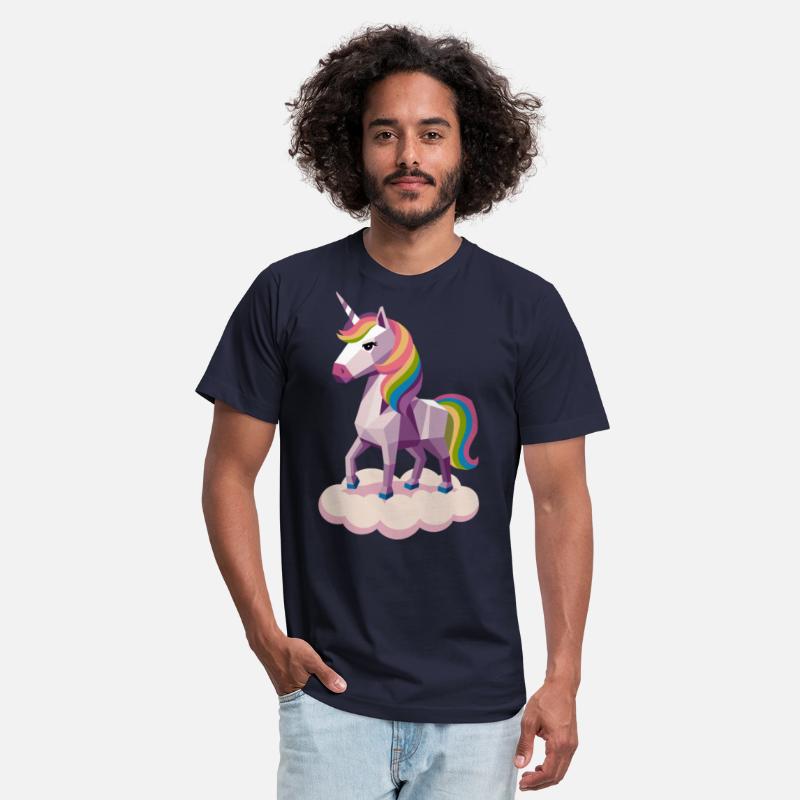 Geometric Unicorn on Cloud with Rainbow Mane