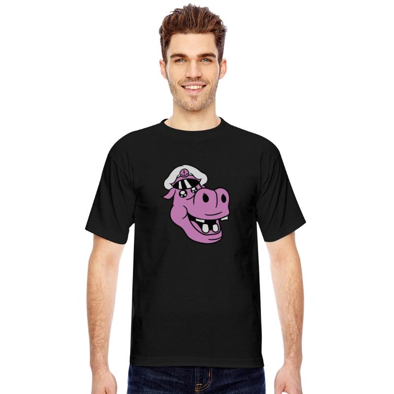 Old Hippo Captain Face Funny Cute Cartoon Comic