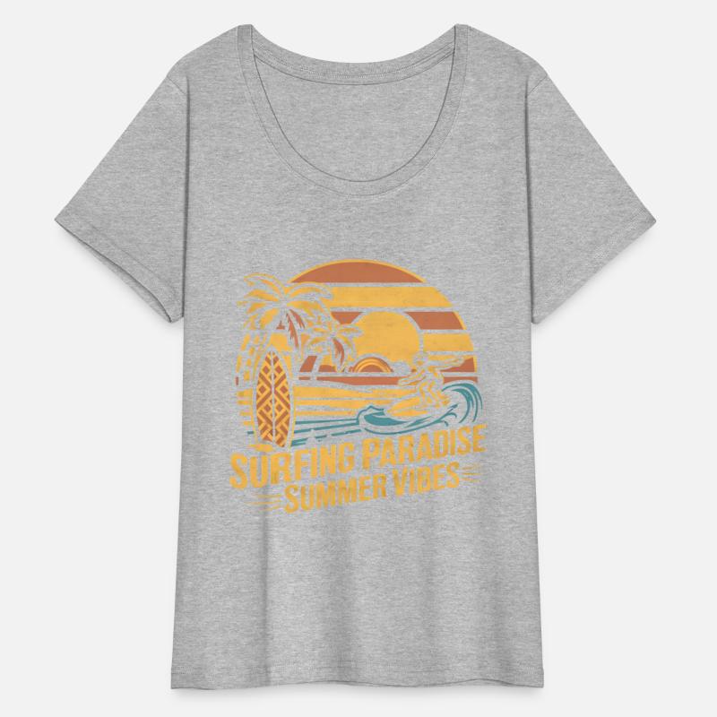 Retro board Surfing Great Wave Summer Paradise