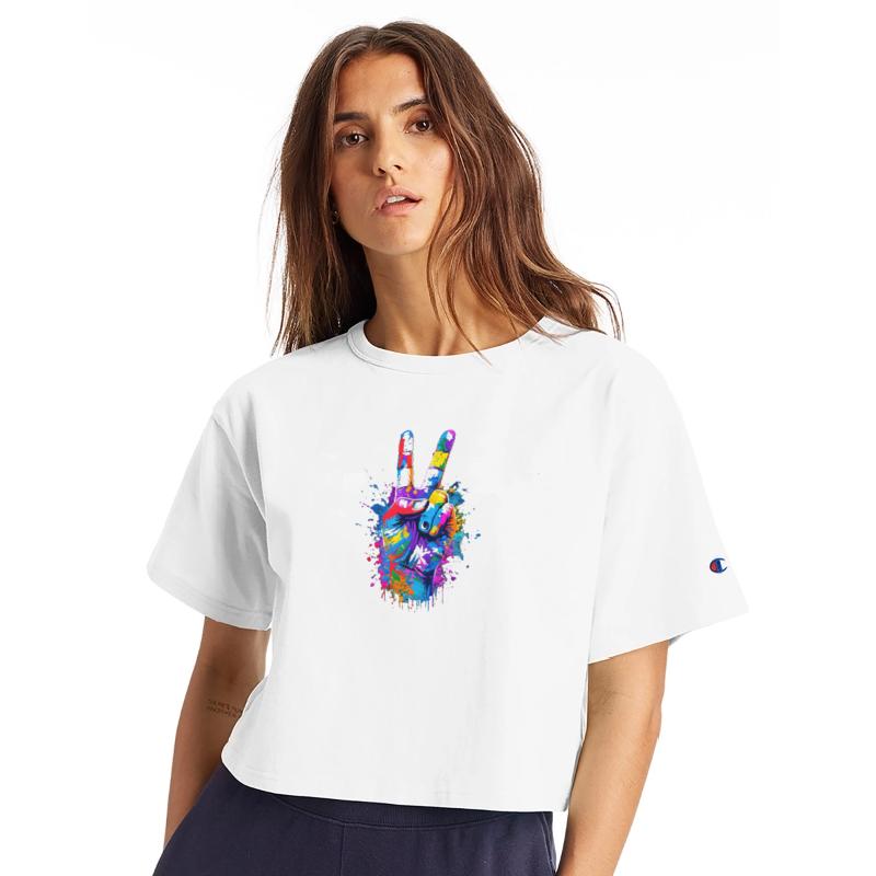 Vibrant Colorful Peace Sign Hand Digital Art