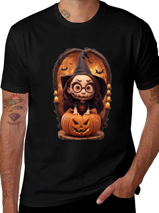 Halloween Witch on Pumpkin Graphic Tee