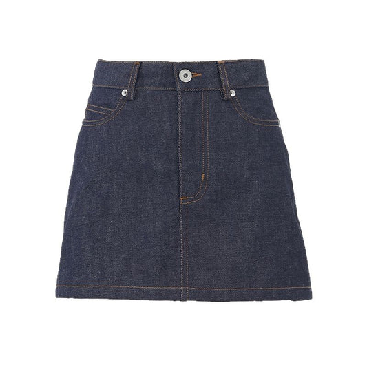 Women's Denim Short Skirt Summer Classic Versatile Anti-peeking Half Skirt