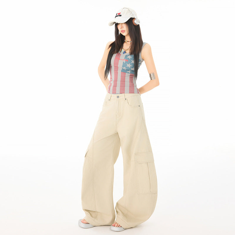 Women's Pants Wide Leg Denim Trousers with Cool Style and Summer Loose Fit