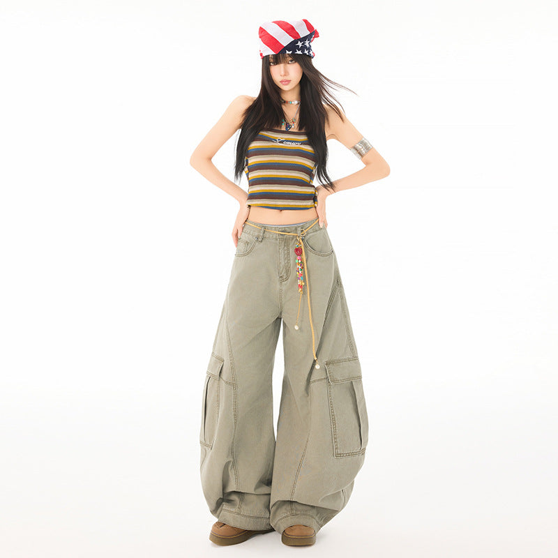 Women's Pants Wide Leg Denim Trousers with Cool Style and Summer Loose Fit