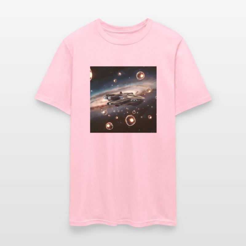 A colorful illustration of a spaceship