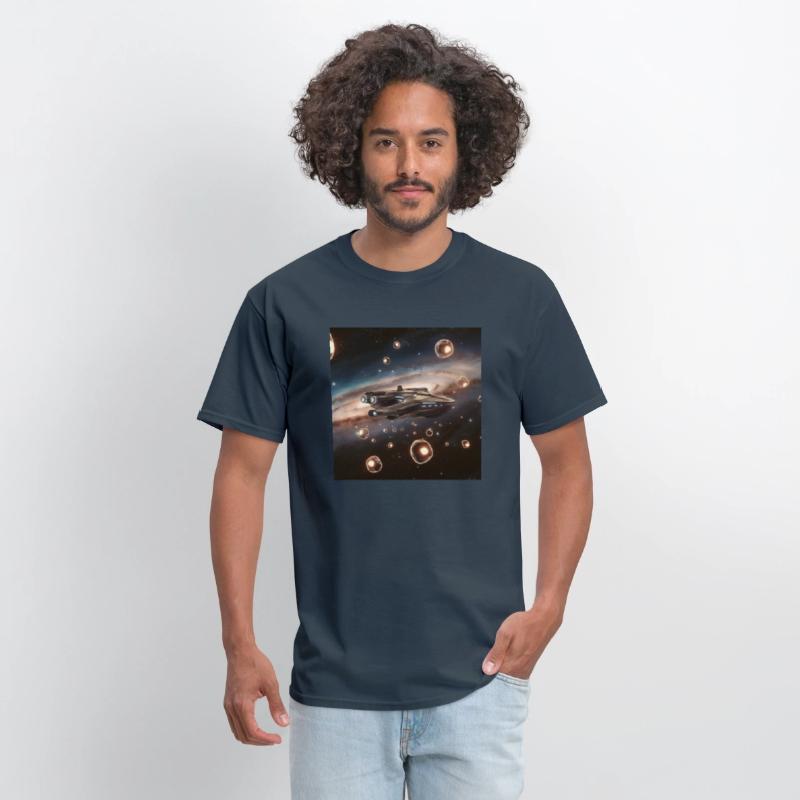 A colorful illustration of a spaceship