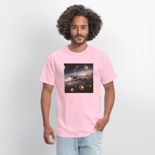 A colorful illustration of a spaceship