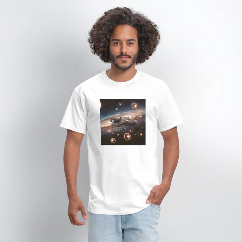 A colorful illustration of a spaceship