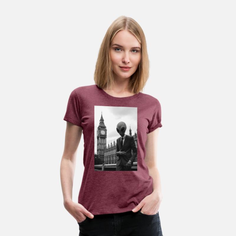 Alien in Suit at London's Parliament - B&W Photo