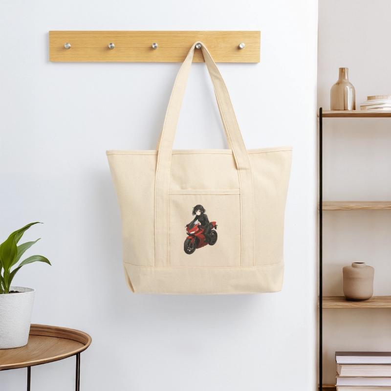 Anime Girl Riding Red Motorcycle