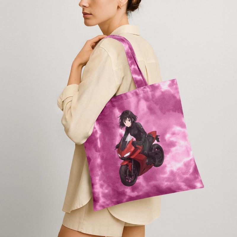 Anime Girl Riding Red Motorcycle