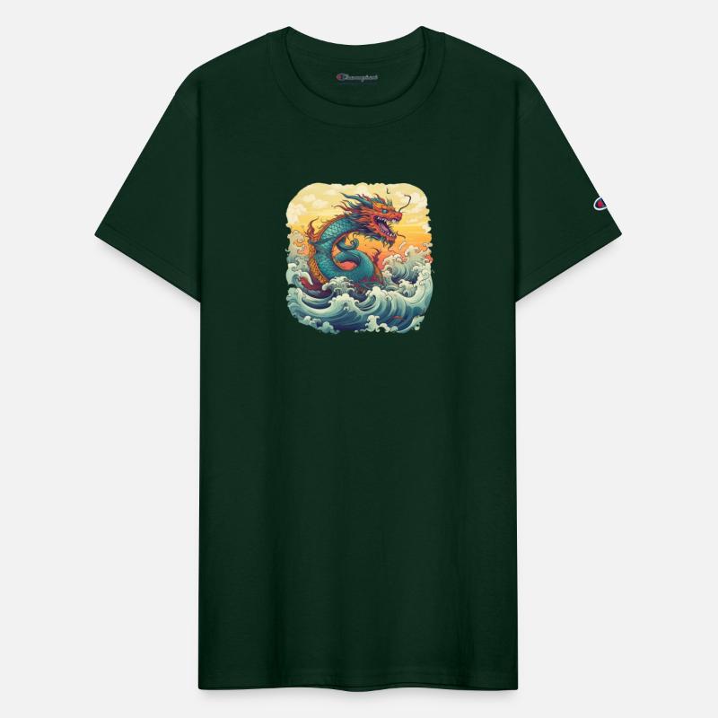 Asian Dragon Anime Japanese Sea Waves