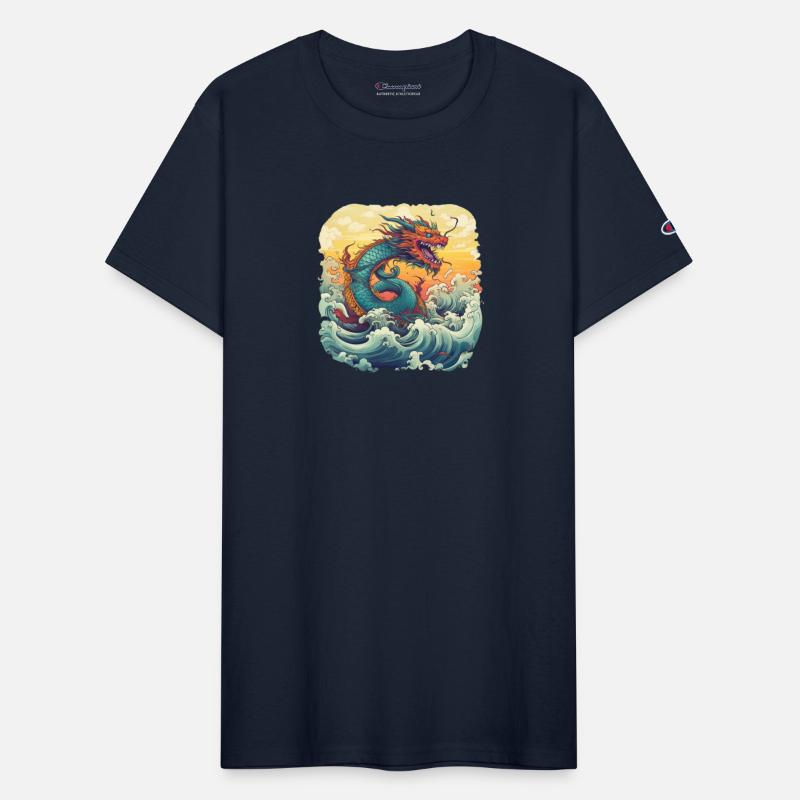 Asian Dragon Anime Japanese Sea Waves