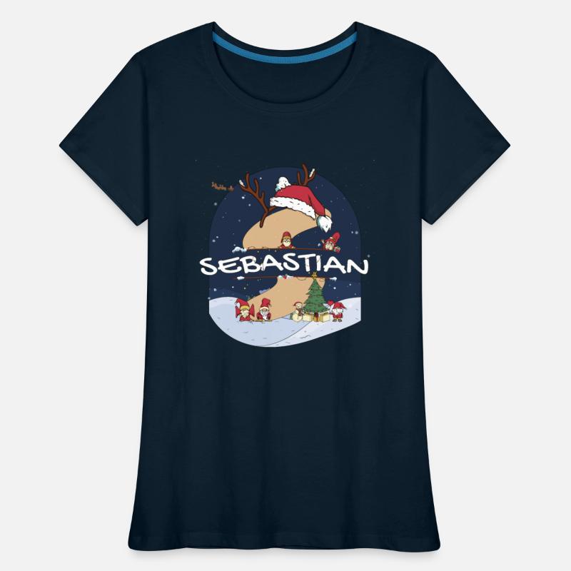 Awesome Sebastian Name w Santa Hat in Xmas Theme