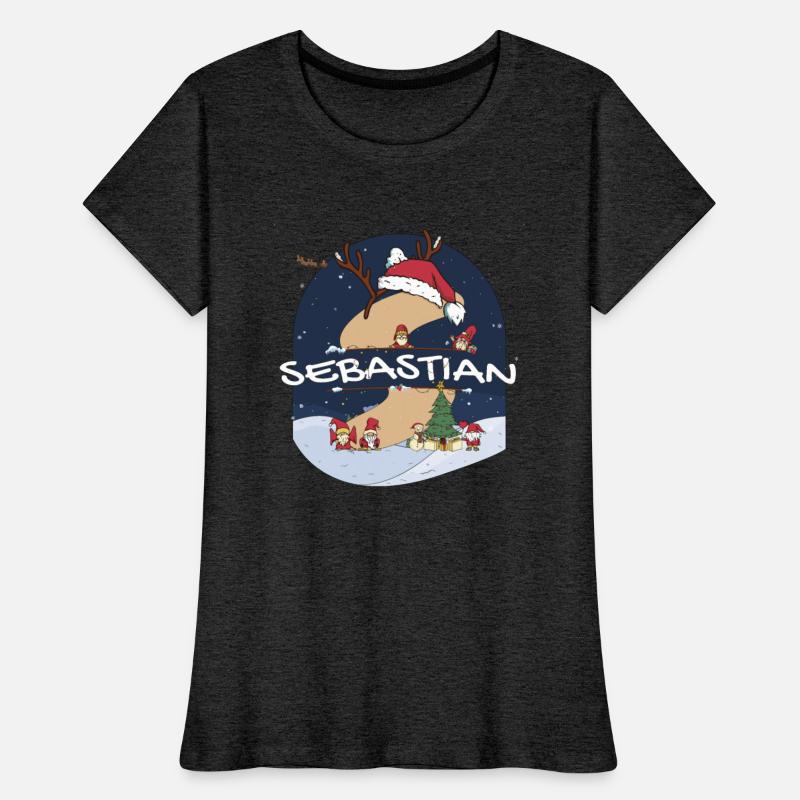 Awesome Sebastian Name w Santa Hat in Xmas Theme