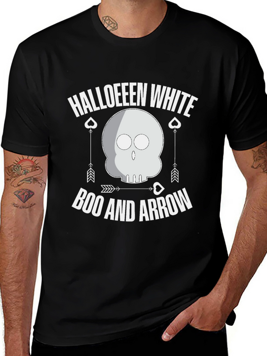 Halloween White Boo and Arrow Black T-Shirt