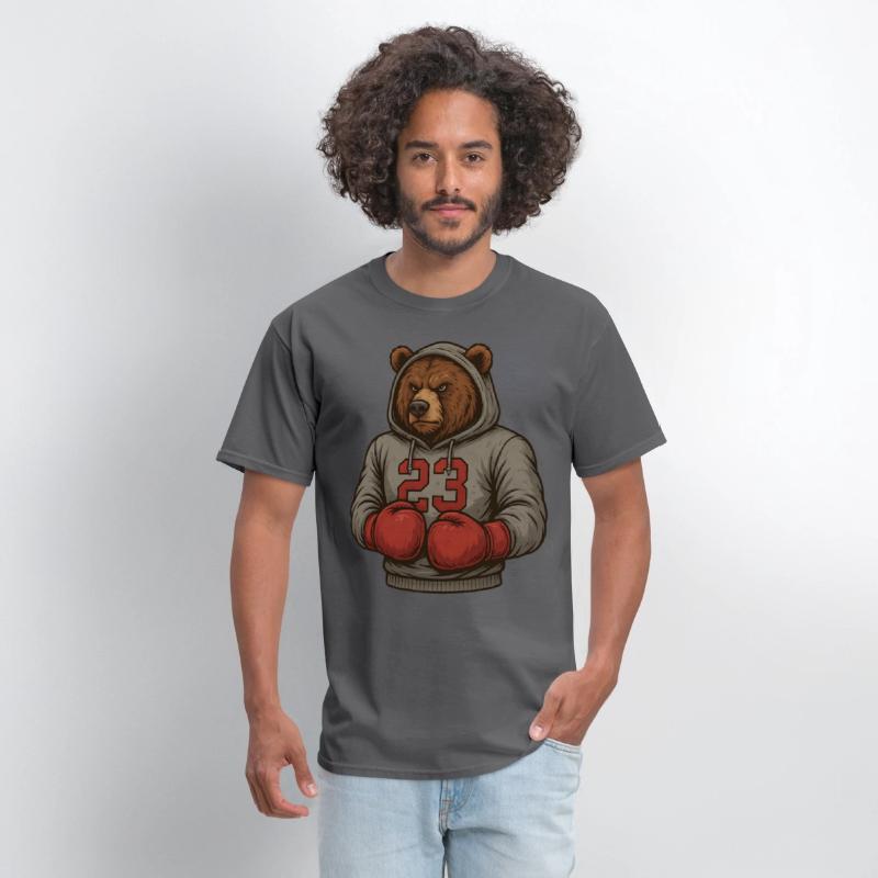 Bear 23 Boxing Hoodie Grizzly Gym Fighter Tee