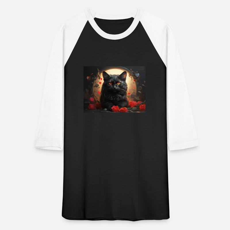 Beautiful Black Cat with Red Roses