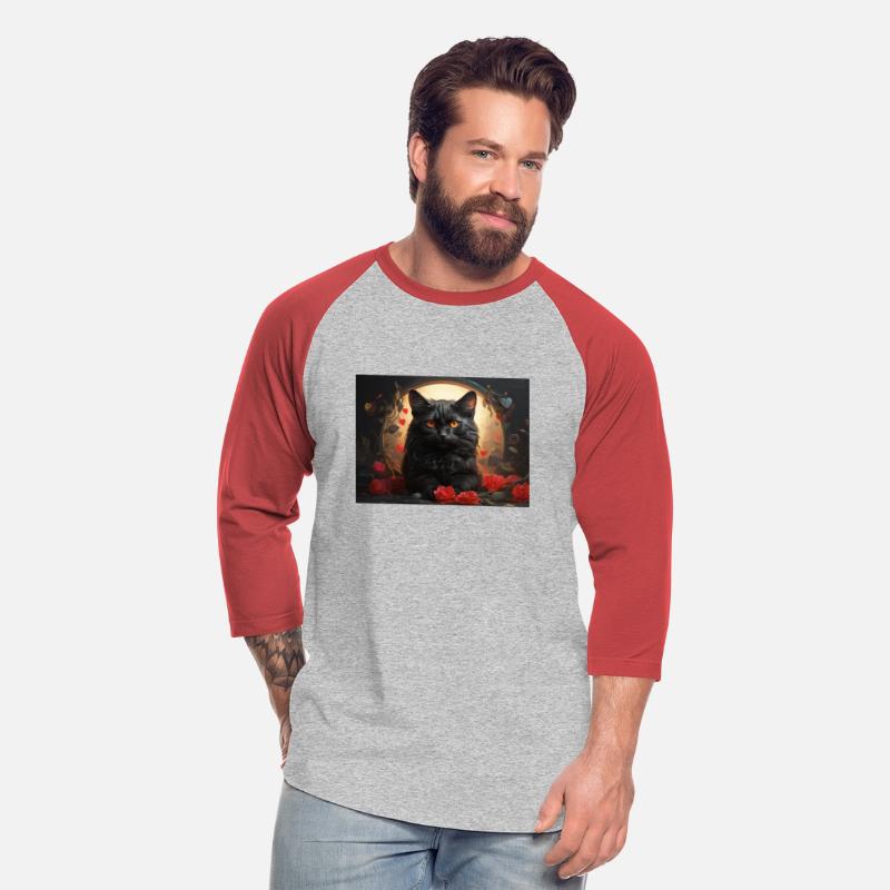 Beautiful Black Cat with Red Roses