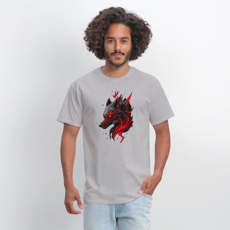 Black and Red Wolf Head with White Magic Symbols