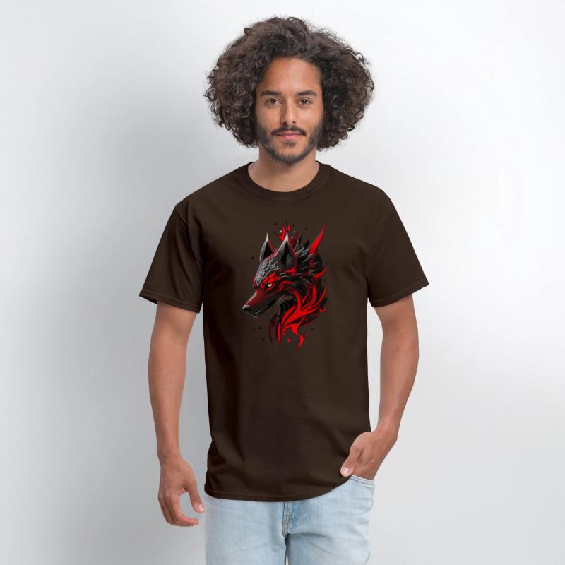 Black and Red Wolf Head with White Magic Symbols