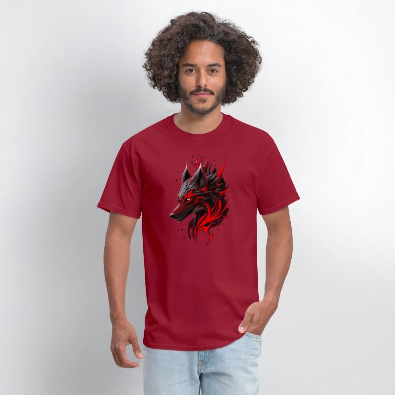 Black and Red Wolf Head with White Magic Symbols