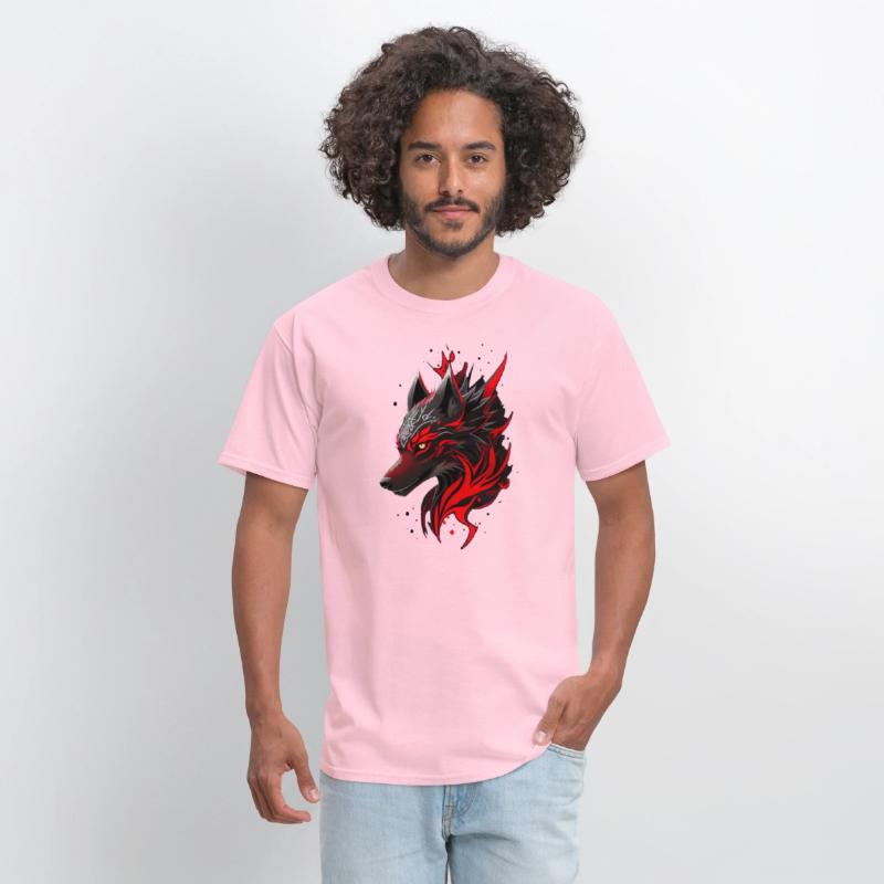 Black and Red Wolf Head with White Magic Symbols
