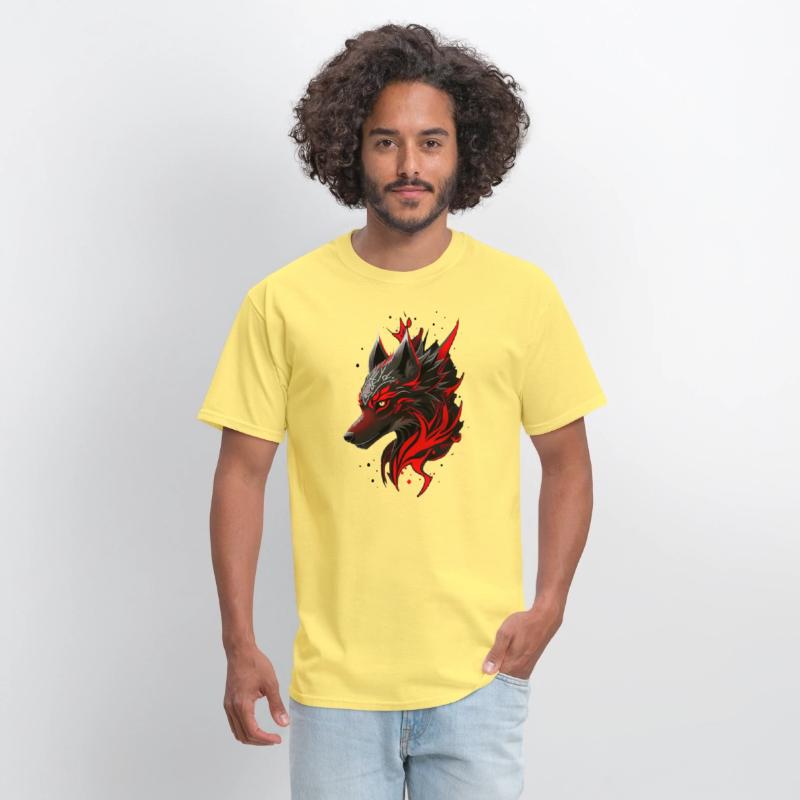 Black and Red Wolf Head with White Magic Symbols