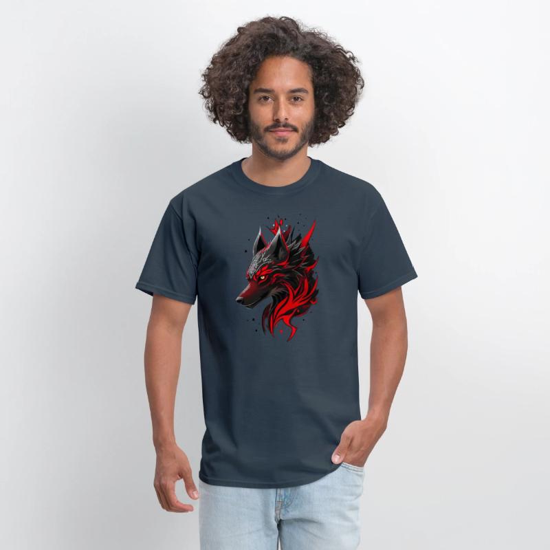 Black and Red Wolf Head with White Magic Symbols