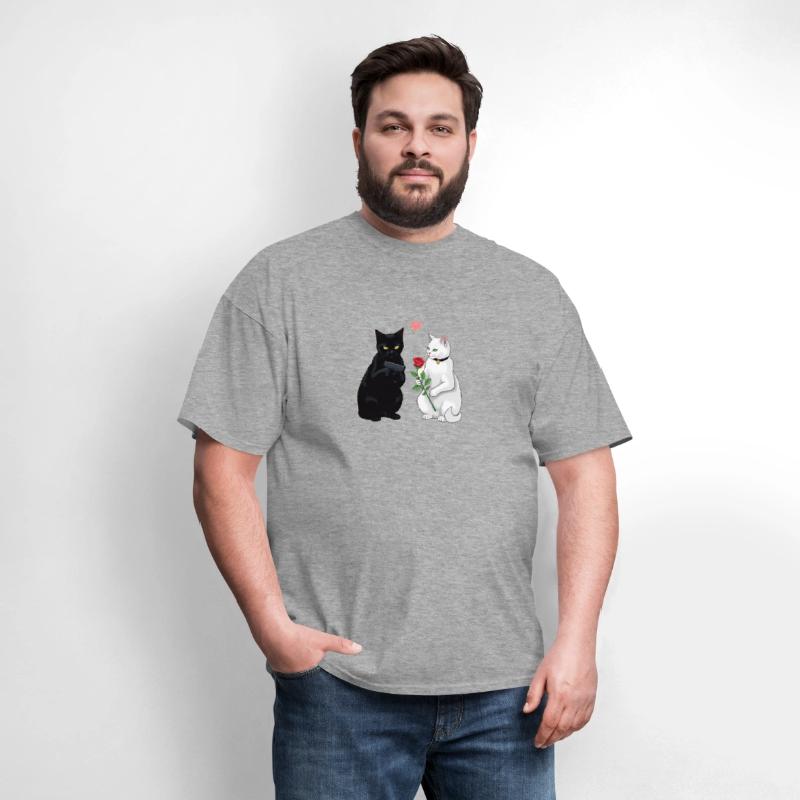 Black Cat with a Gun & White Cat with a Rose