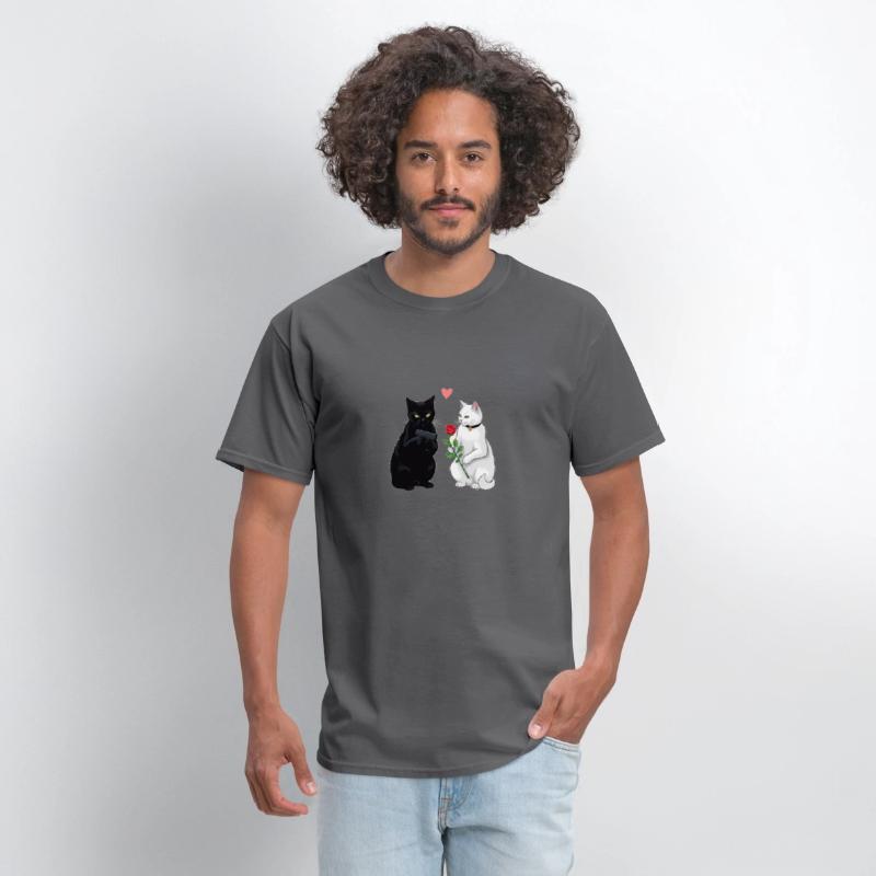 Black Cat with a Gun & White Cat with a Rose