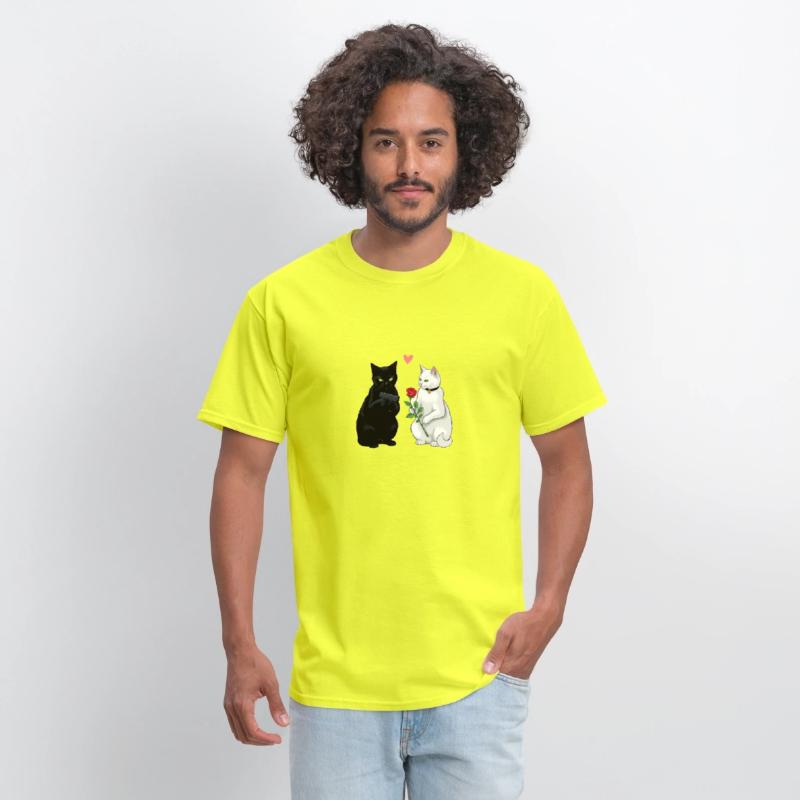 Black Cat with a Gun & White Cat with a Rose