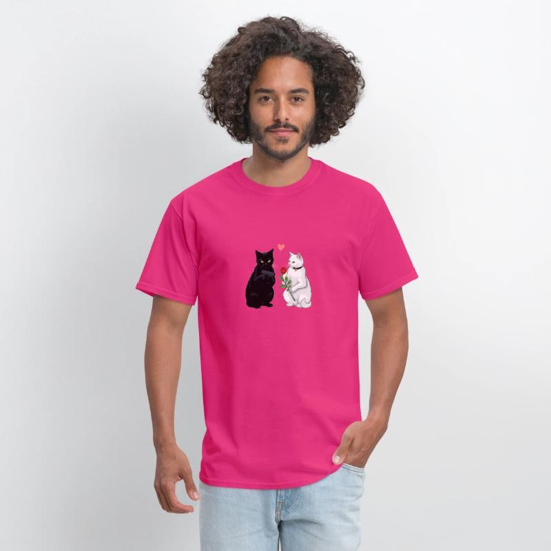 Black Cat with a Gun & White Cat with a Rose