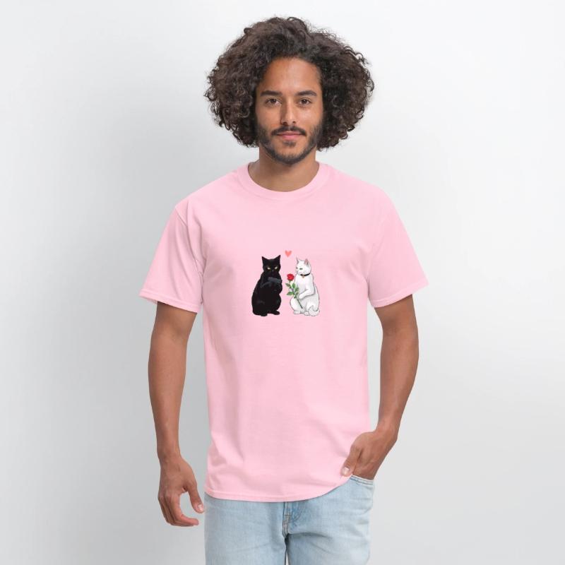 Black Cat with a Gun & White Cat with a Rose