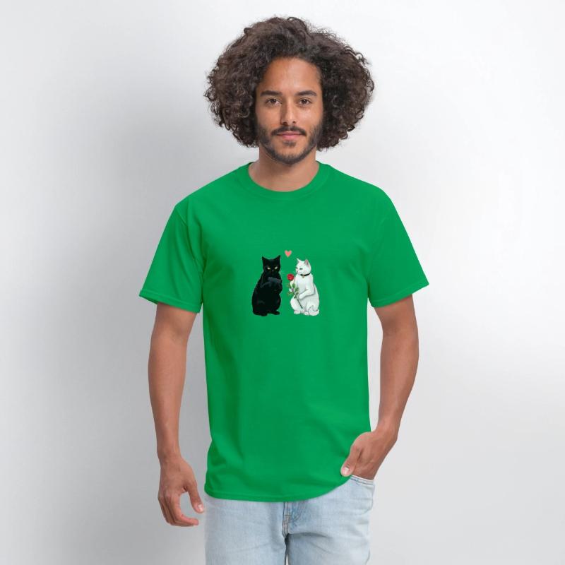 Black Cat with a Gun & White Cat with a Rose