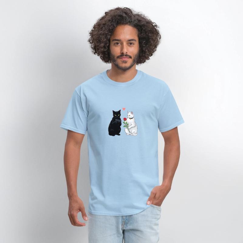 Black Cat with a Gun & White Cat with a Rose