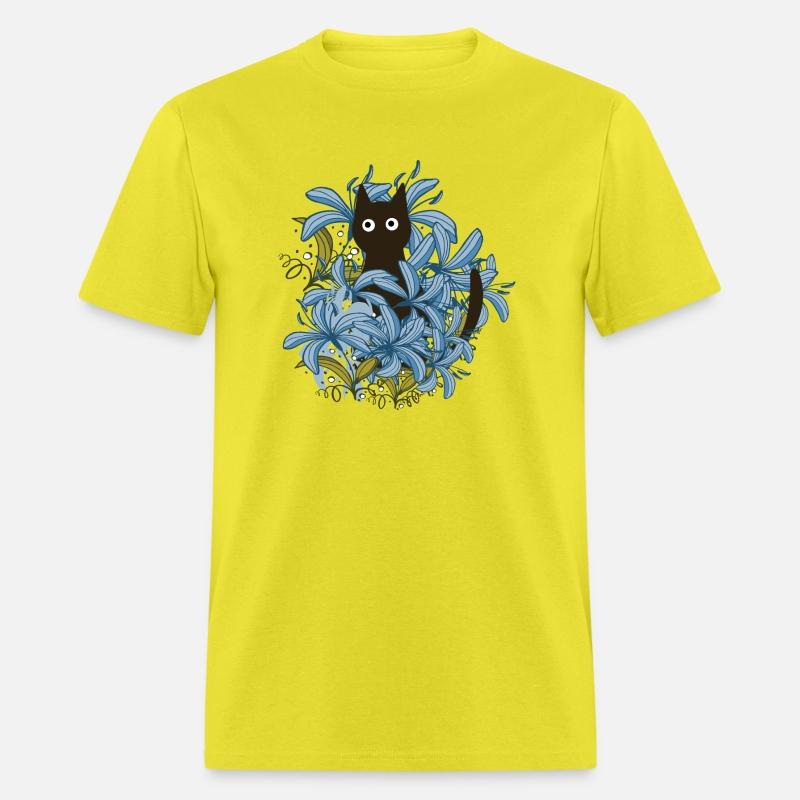 blue flower black cat