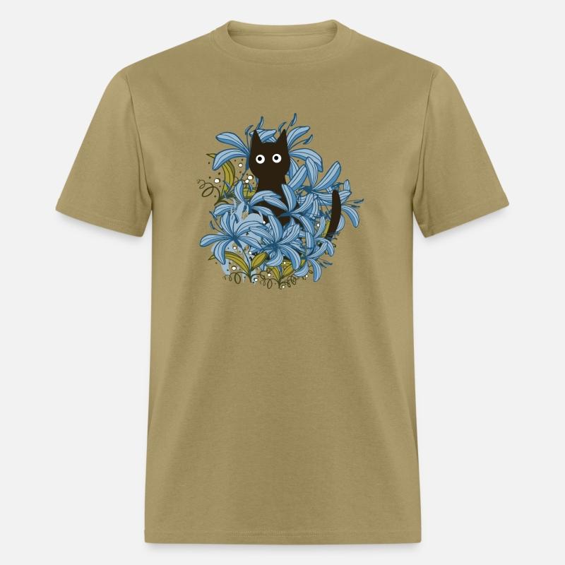 blue flower black cat