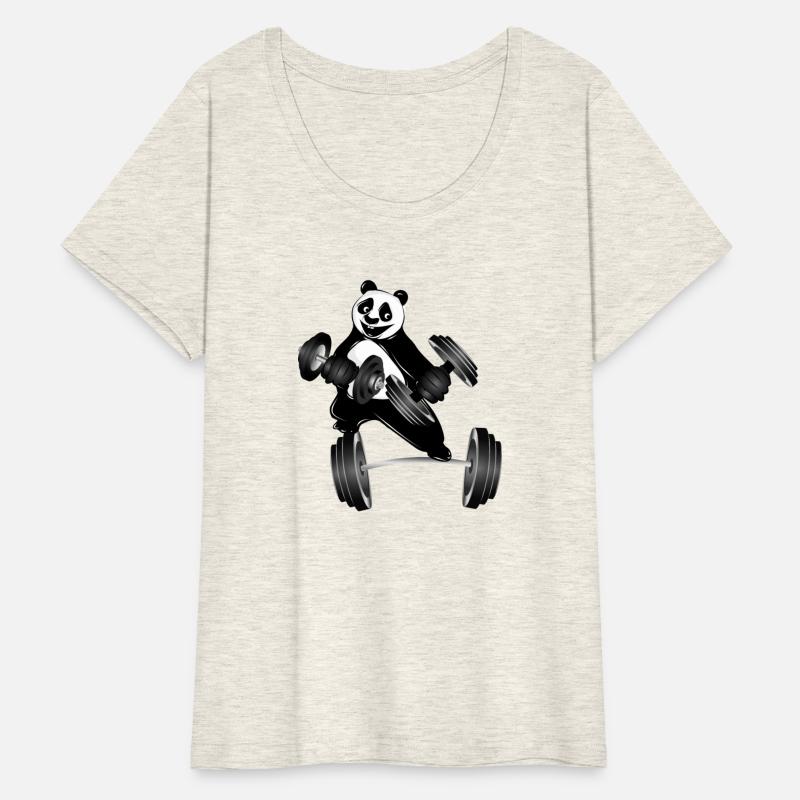 Bodybuilder panda bear with dumbbells training