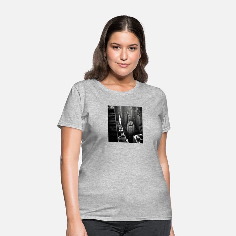 Busy city skyscrapers dramatic contrast betwee