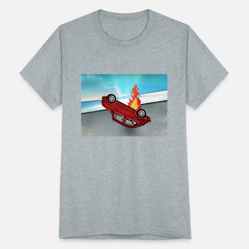 Car overturned and smashed on fire on the road