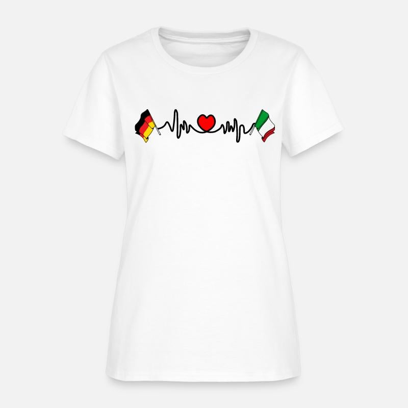 Cardio heart with flag Germany and flag Italy