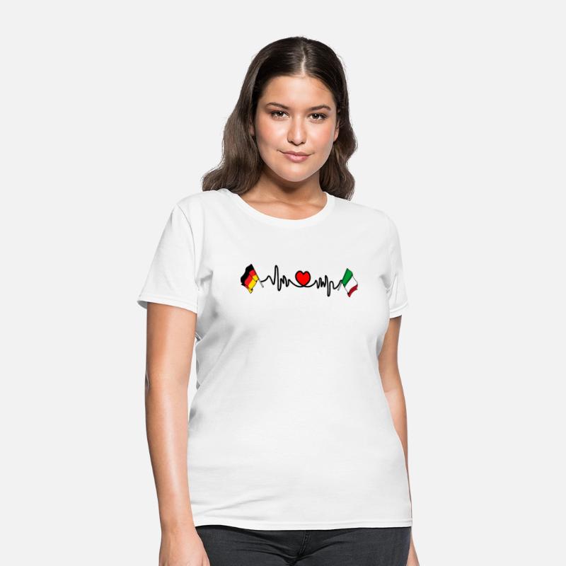 Cardio heart with flag Germany and flag Italy